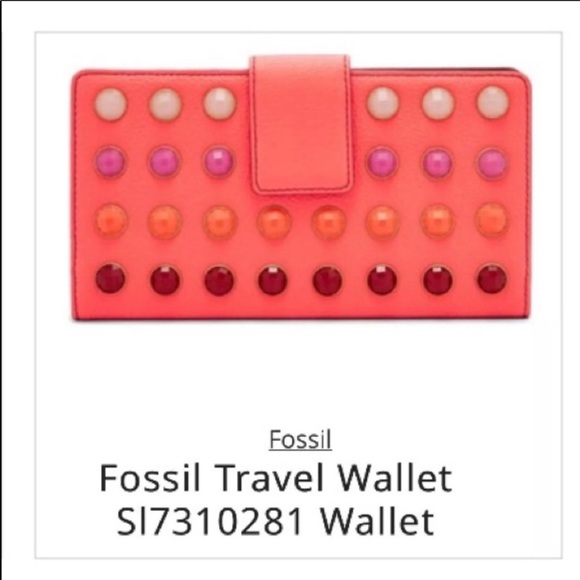 Beautiful Beaded Neon Coral Fossil Travel Wallet🌸 - Picture 4 of 6